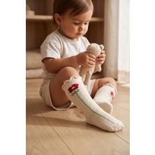 Bony Socks Bebek Çiçek Desenli Soket Çorap Ekru