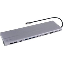 Vcom CU4703 Type-C To USB3.0-3+USB2.0-2+VGA+RJ45+SD+TF+AUDIO+HDMI+DP+USB-C Data-2+Usb-C Çoklayıcı (Kdo)