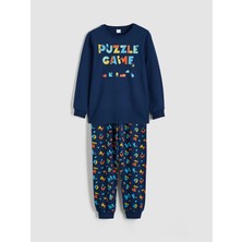 Lc Waikiki Yeni Sezon Bisiklet Yaka Baskılı Erkek Çocuk Pijama Takımı