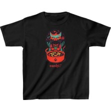 Velmora Fashion Unisex Çocuk Baskılı T-Shirt - Siyah