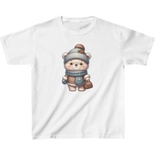 Velmora Fashion Unisex Çocuk Baskılı T-Shirt - Beyaz