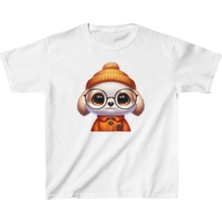 Velmora Fashion Unisex Çocuk Baskılı T-Shirt - Beyaz