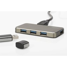 Digitus DA-70240-1 4 Port USB 3.0 Hub, 5V-2A Güç Adaptörü Dahil, Alüminyumi DA-70240-1 (Kdo)