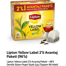 Lipton Yellow Label 48 Adet Demlik Siyah Çay 153 gr 2'li Avantaj Paketi