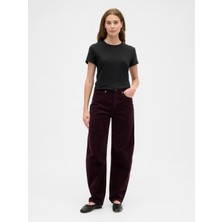Gap Kadın Bordo High Rise Barrel Kadife Pantolon