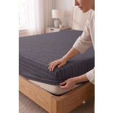 Miabella Home %100 Pamuk Armürlü Çift Kişilik Lastikli Çarşaf Fitted Yumuşak Dokulu Tek Kişilik Lastikli Çarşaf