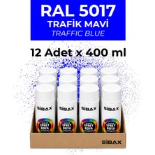 Sibax Akrilik Sprey Boya Parlak Boncuk Mavi (Ral 5017) 12’li Paket 400 ml x 12 Adet