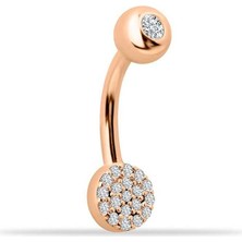 Top Taşlı Daire Motifli Göbek Piercing