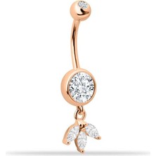 Taşlı Lotus Çiçek Sallantılı Göbek Piercing