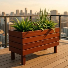 Orman Evim Ahşap Çiçeklik Dekoratif Dış Mekan Saksı 30x100x50