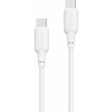 Philips DLC6541CW/00 USB-C – USB-C Hızlı Şarj Kablosu, 60W PD, 1.2 Metre, Silikon Kaplama, Beyaz