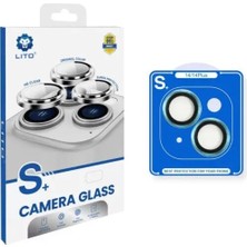  Lito iPhone 14 /14 Plus Uygulama Aparatlı Kamera Lens Koruyucu Mavi