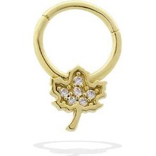 Taşlı Yaprak Motifli Helix Piercing
