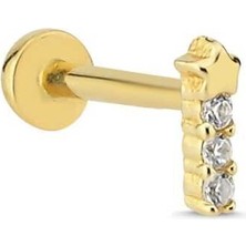 Üç Taşlı Yıldız Tragus Piercing