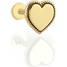 Işleme Detaylı Minimal Kalp Desen Tragus Piercing
