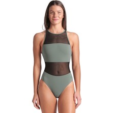 Arena Mesh Panels Swimsuit Vent Back Kadın Yeşil Yüzücü Mayosu 006658600