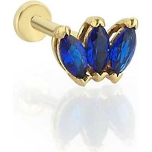Üçlü Lacivert Markiz Tragus Piercing