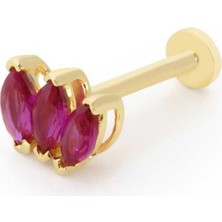 Üçlü Kırmızı Markiz Tragus Piercing