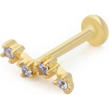 Dalga Model Dört Taş Tragus Piercing