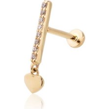 Sekiz Taşlı Çubuk Ucunda Kalp Tragus Piercing