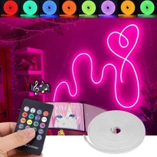 Burul RGB Neon Led Şerit 8 Renk Sese Duyarlı Kumandalı