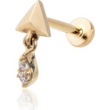 Üçgen Prizma Ucunda Taşlı Çubuk Tragus Piercing
