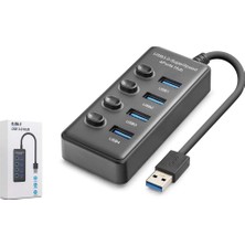 Nodar Hadron HDX7049 USB Hub 3.0 5gbps 4x Usb-A 4 Port Switch’li Çoklayıcı Siyah (Kdo)