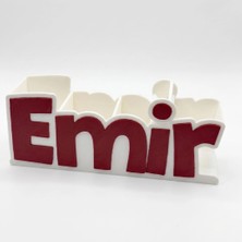 Atatuğ Hediyelik Beyaz Kırmızı Kişiye Özel Isimli Kalemlik - 3D Baskı Masa Organizer