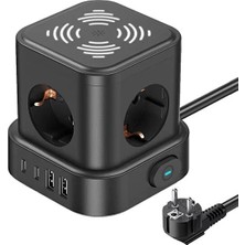 ALK 4lü Akım Korumalı Priz Gece Lambalı 2xusb 2xtype-C Çıkış Yüksek Gerilim Koruma Çoklu Priz Çoğaltıcı