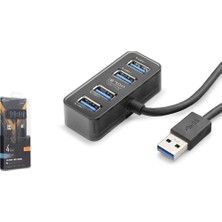 Nodar Hadron HDX7055 Ietop USB Hub 5gbps 4x Usb-A 3.1 2in1 Usb-A-Type-C Girişli 4 Port Çoklayıcı Siyah (Kdo)