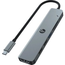 Vcom CUE18 Type-C To Hdmi(4K@30Hz)+Usb3.0+Usb-A2.0+SD2.0+TF2.0+Pd 3.0 100W Çoklayıcı (Kdo)