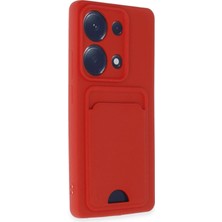 Mey Ithalat®   Redmi Note 13 Pro 4g Kılıf Kelvin Kartvizitli Silikon - Kırmızı
