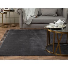 Madame Coco Carol Saçaklı Halı - Antrasit - 200X300 cm