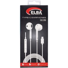 Elba ELB-2706 Beyaz Kulakiçi Type-C Mikrofonlu Kablolu Kulaklık (Ses Kontrol) (Kdo)