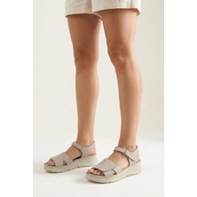 Ziya, Kadın Hakiki Deri Konfor Sandalet 1611051Z7110 Silver