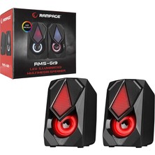 Uravas Store Siyah - Rgb Işıklı 1+1 Hoparlör Speakaer Set USB Kablo 2.0 Multimedya - 5W (5528)