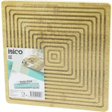 Uravas Store Kare  Çift Taraflı=düz - Kanallı Ahşap Bambu Sunum Tepsi 28X28CM (5528)