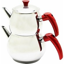 Uravas Store Mini 2lt Küçük Boy Küre Çelik Çaydanlık Seti - Üst: 0.75LT - Alt: 1.4lt (5528)