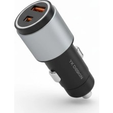 Uravas Store Araç Içi Çakmaklığa Takılantype-C ve USB Girişli 2 Portlu Hızlı Şarj Adaptörü (5047)