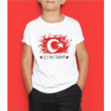 Velmora Fashion Unisex Çocuk Baskılı T-Shirt - Beyaz