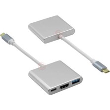 Frisby FA-7656TC Type-C - HDMI + USB 3.0 Adaptör + Pd Şarj (Kdo)
