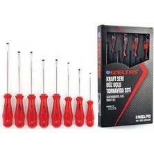 Uravas Store Izeltaş 4100 00 8108 Kraft Düz Tornavida Seti 8 Parça