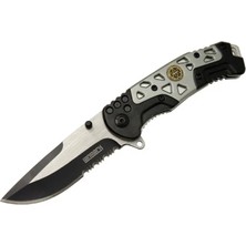 Uravas Store MX10 Gri Testereli Outdoor Çakı 21 cm - Otomatik, Perçinli