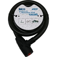 Uravas Store Anahtarlı Aç-Kapa Kilit Kapaklı Motor - Bisiklet Kilit Çelik Tel Siyah Şeffaf Kılıf 20MMX150CM (5047)