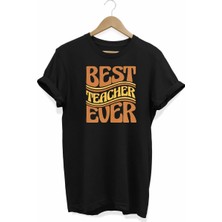 Tarz Yeri 24 Kasım Öğretmenler Günü Hediye Baskılı Oversize Bisiklet Yaka T-shirt - Siyah