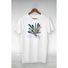 Tarz Yeri Kadın Baskılı T-Shirt Kısa Kol Bisiklet Yaka Oversize Rahat Kalıp Tişört - Beyaz