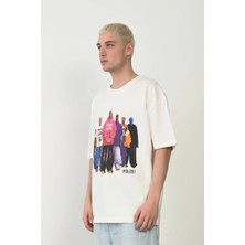 Tarz Yeri Erkek Baskılı T-Shirt Kısa Kol Bisiklet Yaka Rahat Kalıp Tişört - Beyaz