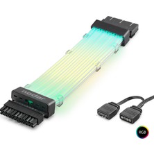 Uravas Store 24 Pin Argb Power Supply Uzatma Kablosu Gümüş Kaplamalı Bükülebilir 2 mm 108 LED Siyah ND2814B