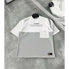 Tarz Yeri ERKEK Tişört Torba Cepli Parçalı Kısa Kol T-Shirt - Gri