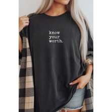 Velmora Fashion Unisex Oversize 24/1  Süprem Kumaş Penye Baskılı Tişört Pamuklu Ribanalı Bisiklet Yaka Kısa Kollu